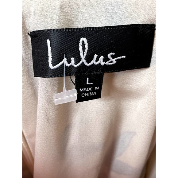 Lulus Maxi Dress Gild The Lily Beige Floral High Low Size Large Ruffle NWOT - Picture 7 of 8